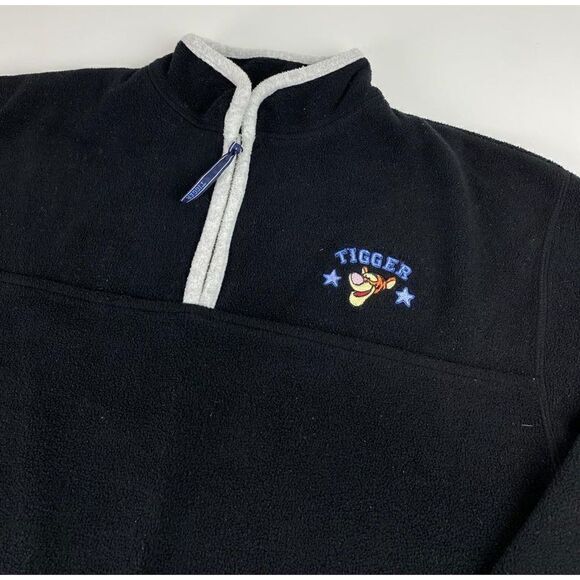 Disney Pooh Tigger Long Sleeve Fleece Pullover Sweatshirt Adult Medium Black AE0 - Picture 2 of 6